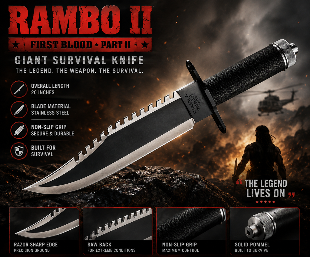 Rambo Tactical Survival Knife – Heavy Duty Outdoor & Camping Knife