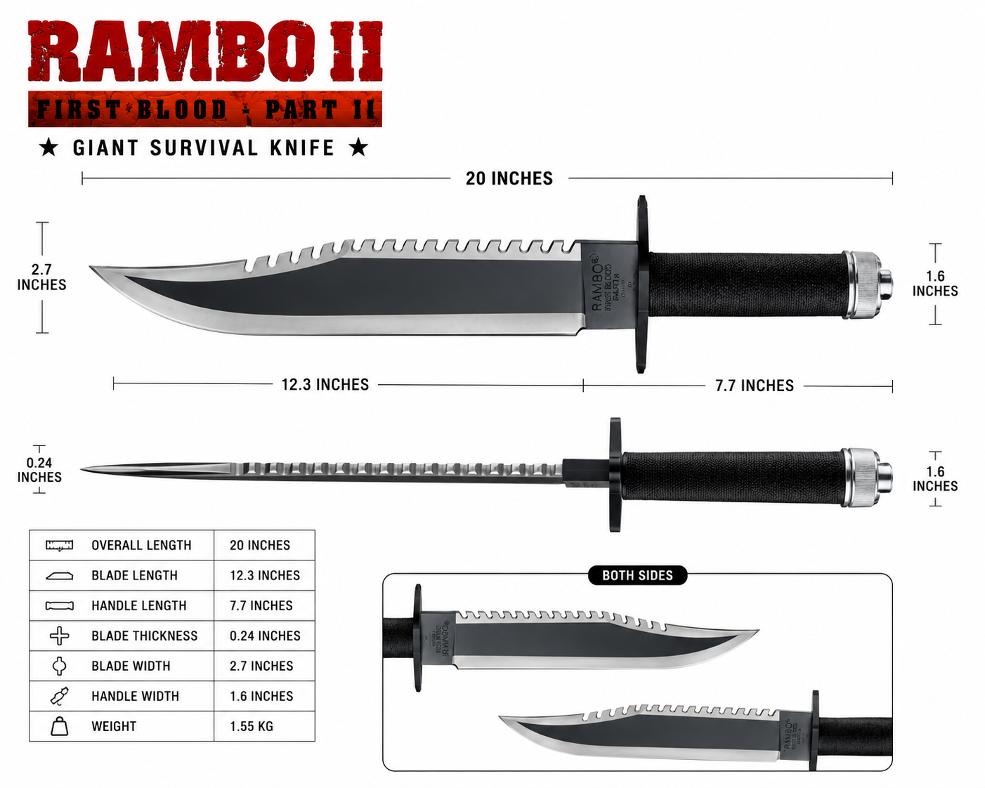 Rambo Tactical Survival Knife – Heavy Duty Outdoor & Camping Knife